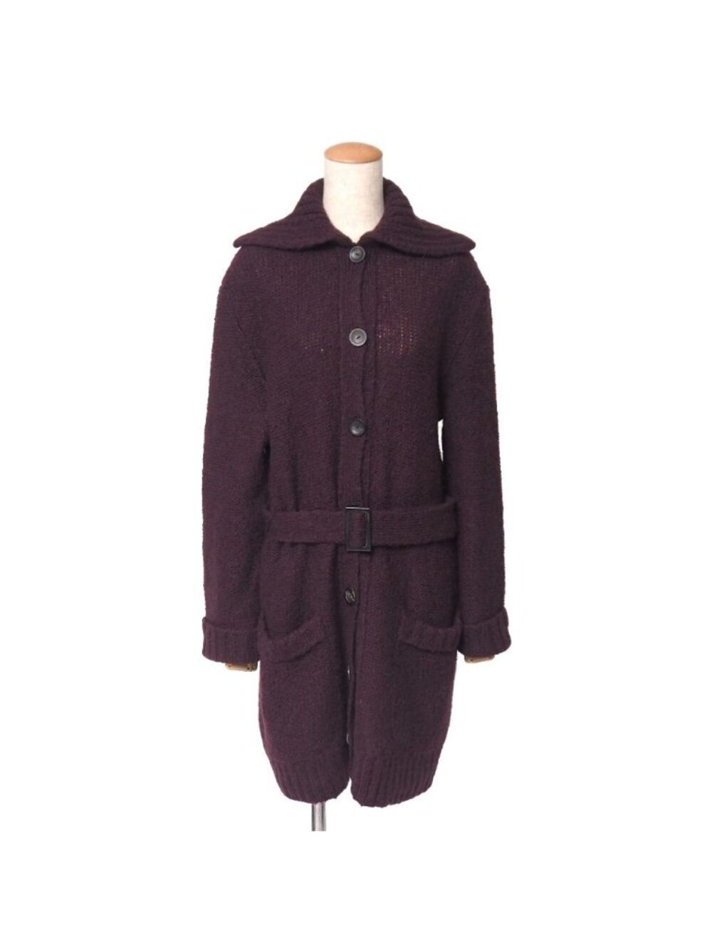 Gucci Vintage Knit Belted Long Cardigan Coat Mohair Blend